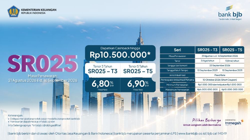 Investasi Itu Gampang, Bank bjb Hadirkan Pilihan SR025 Mulai Rp1 Juta